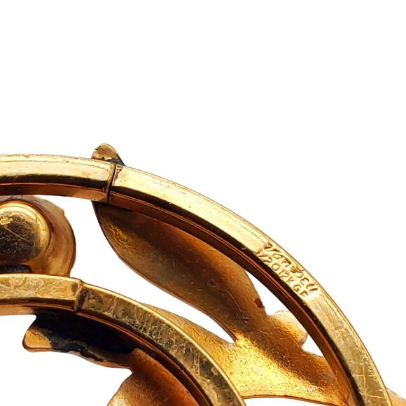 Van Dell Rhinestone Brooch Circle Round Multi Color Gold Filled 1/20 12K Pin - Picture 6 of 7